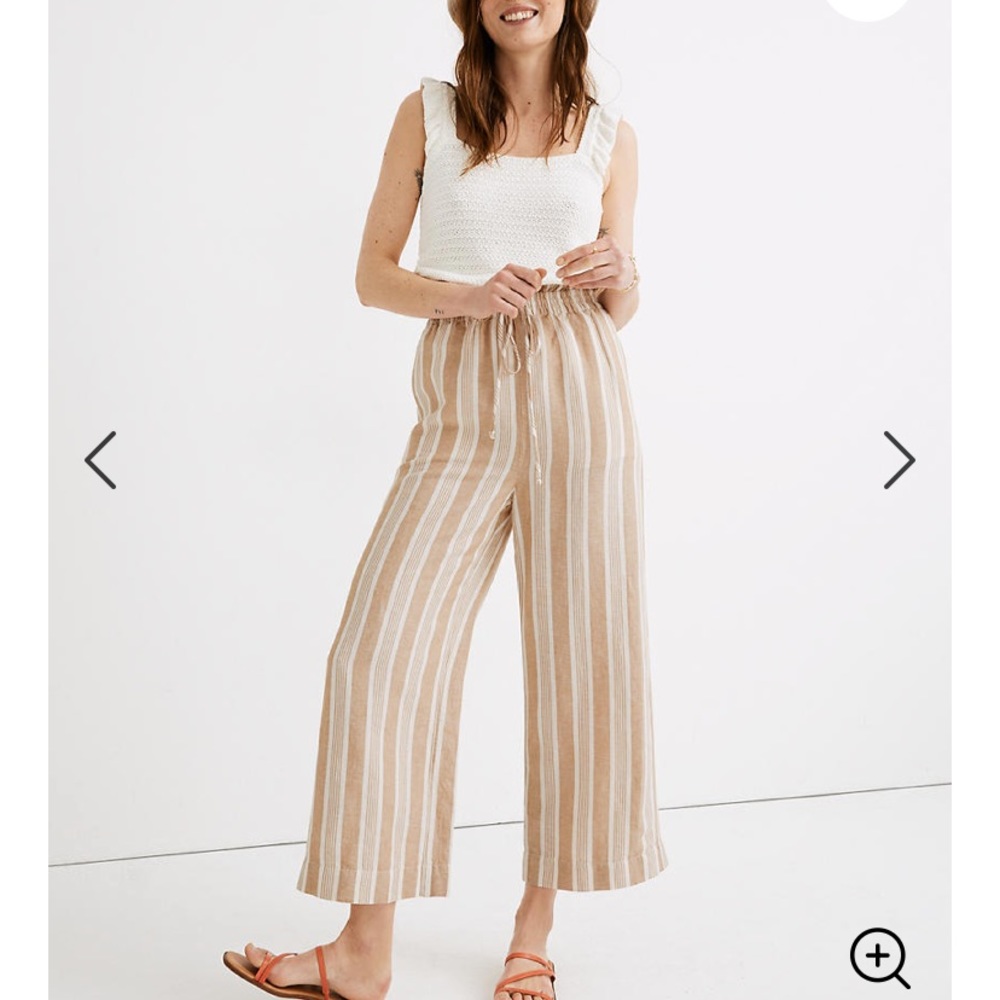 Madewell smocked Huston pull on pants striped xs